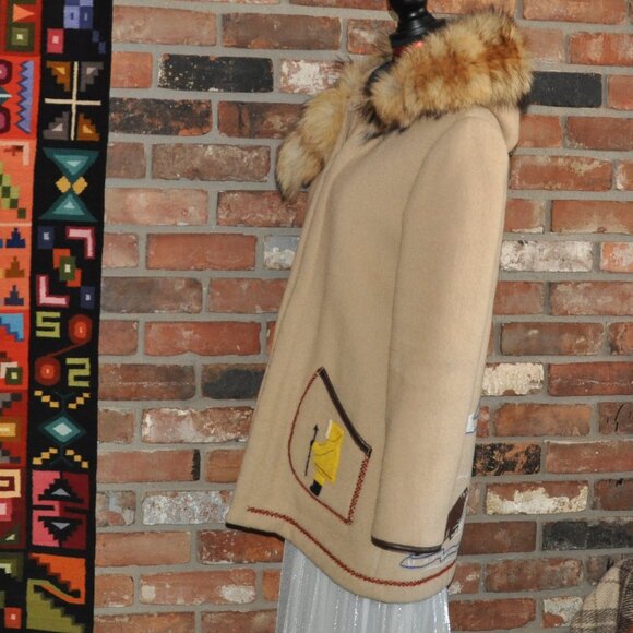 Vintage James Bay Seal Hunt INUIT WOOL PARKA COAT FUR Quilted Lining S-M - Picture 8 of 9